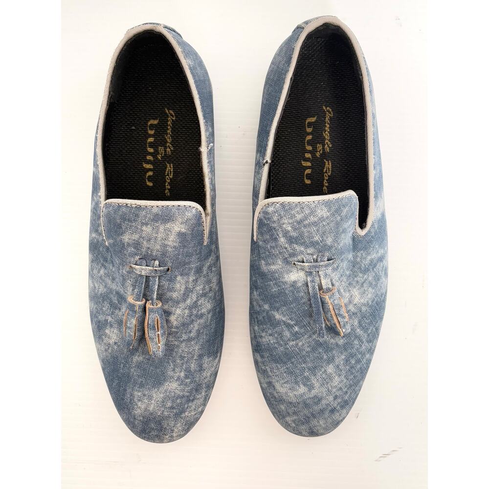 Burju Shoes Jungle Rose Denim Tassel Loafers Women’s Size 7 EU 39 Casual Slip On